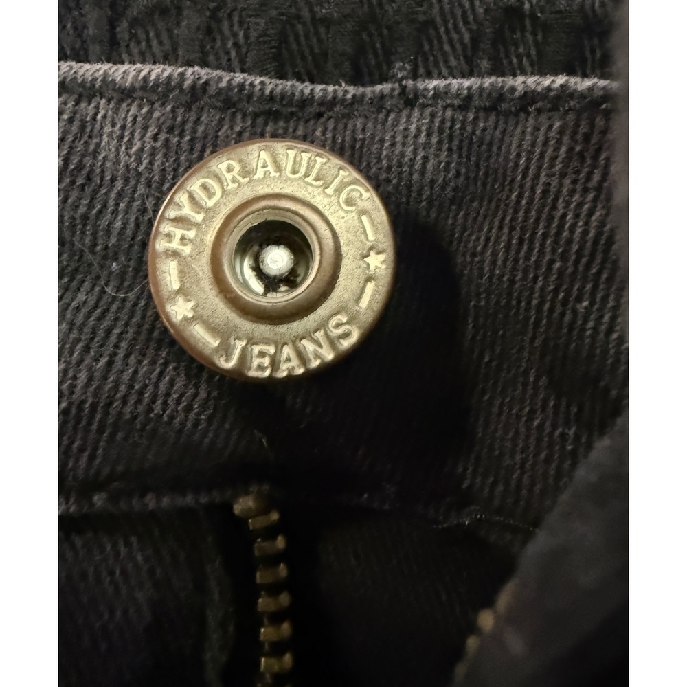 Y2K Grunge Hydraulic Jeans Murray Flare Black White Acid Wash Tie Dye Raw Hem 12 - Picture 5 of 9